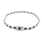 14K White Gold 3.41ctw Diamond and 4.25ctw Sapphire Tennis Bracelet