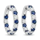 14K White Gold 1.45ctw Diamond and 2.23ctw Sapphrie Diamond In & Out Hoop Earrings