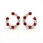 14K Yellow Gold 1.32ctw Diamond and 1.90ctw Ruby Twist Hoops