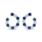 14K White Gold 1.32ctw Diamond and 2.05ctw Sapphire Twist Hoops