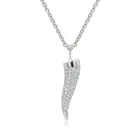 14K White Gold 2/1ctw Diamond Shark Tooth Pendant and 2.5mm chain