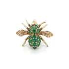 14K Yellow Gold Emerald Bee Pin