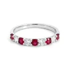 14K White Gold 9 Stone Diamond and Ruby Band, 0.30ctw diamonds and 0.50ctw Rubies