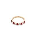 14K Yellow Gold 9 Stone Diamond and Ruby Band, 0.30ctw diamonds and 0.50ctw Rubies