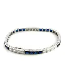 Platinum 1/1ctw Old Euro Diamond and Sapphire Bracelet