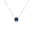14K White Gold 0.24ctwDiamond and 1.53ctw Oval Sapphire Slide Pendant