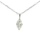 14K White Gold 2.06ct Marquise Diamond Pendant with Paper Clip Chain