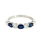 14K White Gold Diamond and Oval Sapphire Band 0.40ctw Diamonds 0.65ctw Sapphire