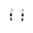 14K White Gold Diamond and Oval Sapphire Hoops 0.60ctw Diamonds 0.82ctw Sapphire