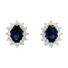 14K White Gold Diamond and Sapphire Earrings 0.40ctw Diamonds 1/1ctw Sapphire