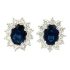 14K White Gold Diamond and Sapphire Earrings 0.90ctw Diamonds 2/1ctw Sapphire