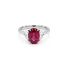 PLATINUM 0.41ctw Diamond and 3.06ctw Ruby Engagement ring