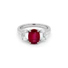 PLATINUM 1.04ctw Diamond and 2.07ctw Ruby Engagement Ring
