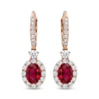 18K Yellow Gold .81ctw (38) Diamond 1.38ctw Ruby (2) .19ctw Diamond (2) Earrings