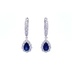 18k White Gold .82ctw Diamond 1.21ctw Sapphire Earrings