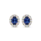 18k Yellow Gold .83ctw Diamond 1.49ctw Sapphire Earrings