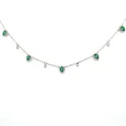 18k White Gold .43ctw Diamond 1.09ctw Emerald Necklace