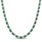 14k White Gold 2.54ctw Diamond 11.52ctw Emerald Necklace