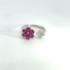 18K White Gold .26ctw Diamond 1.08ctw Ruby Rings