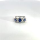 18K White Gold .29ctw Diamond .58ctw Sapphire .35ctw Sapphire Rings