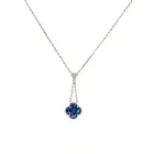 14K White Gold .07ctw Diamond 1.3ctw Sapphire .13ctw Sapphire Necklace