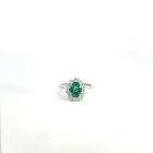 18K White Gold Diamond .74ctw Diamond 1.04ctw Emerald Rings