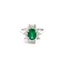 14K White Gold .76ctw Diamond 1.22ctw Emerald Rings