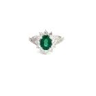 18K White Gold .88ctw Diamond 1.23ctw Emerald Rings