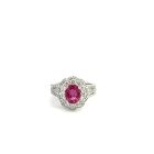 18k White Gold 1.11ctw Diamond 2.13ctw Pink Sapphire Rings