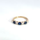 14K Yellow Gold Diamond and Oval Sapphire Band 0.38ctw Diamonds 0.62ctw Sapphire