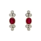 18K White Gold 1/3ctw Diamond adn Ruby Fashion Earrings