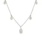 14K White Gold 1.63ctw Pear Diamond 5-Stone Dangle Necklace