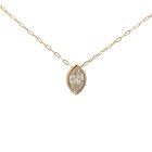 14K Yellow Gold 1.21ctw Diamond marquise Shape Bezel Necklace with Paper Clip Chain