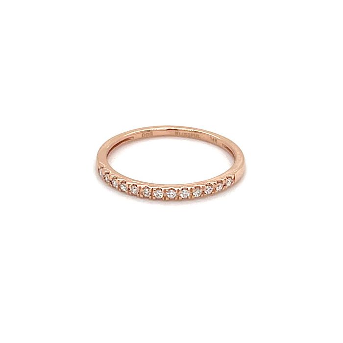 14K Rose Gold Diamond Wedding Band with 1/10 CTW