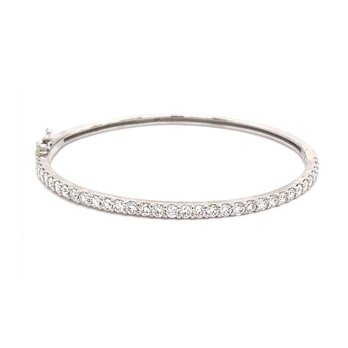 14K White Gold 3/4ctw Diamond Bangle