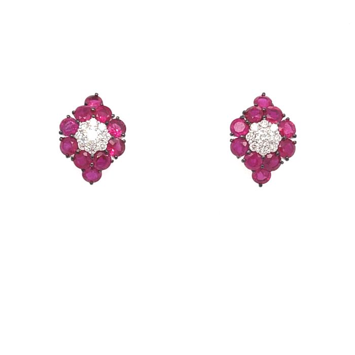 18K White Gold Diamond Earrings with 0.31ctw Diamonds and 2.44ctw Rubies 18K White Gold Diamond Earrings with 0.31ctw Diamonds and 2.44ctw Rubies