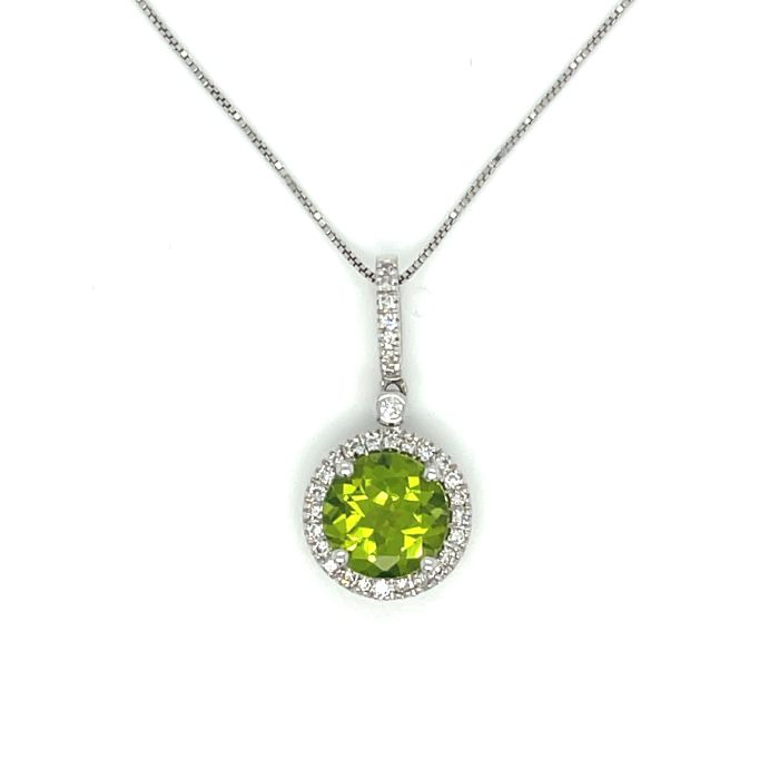 14K White Gold 1/6ctw Diamond and 1.72ct Peridot Pendant 14K White Gold 1/6ctw Diamond and 1.72ct Peridot Pendant