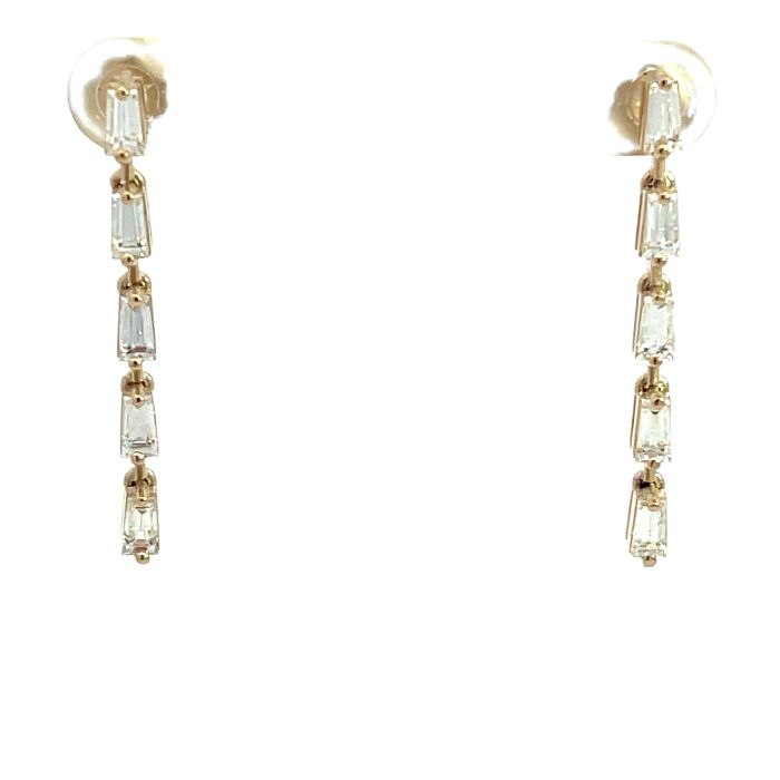 14K Yellow Gold Diamond Drop Earrings with 1 3/4ctw Tapered Baguette Diamonds 14K Yellow Gold Diamond Drop Earrings with 1 3/4ctw Tapered Baguette Diamonds
