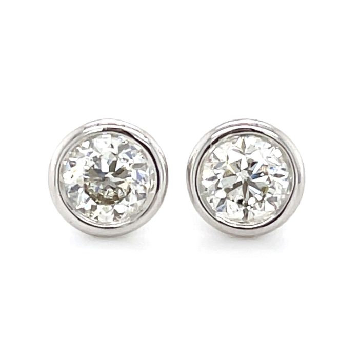 14K White Gold 1 1/4ctw Diamond Bezel Stud Earrings 14K White Gold 1 1/4ctw Diamond Bezel Stud Earrings