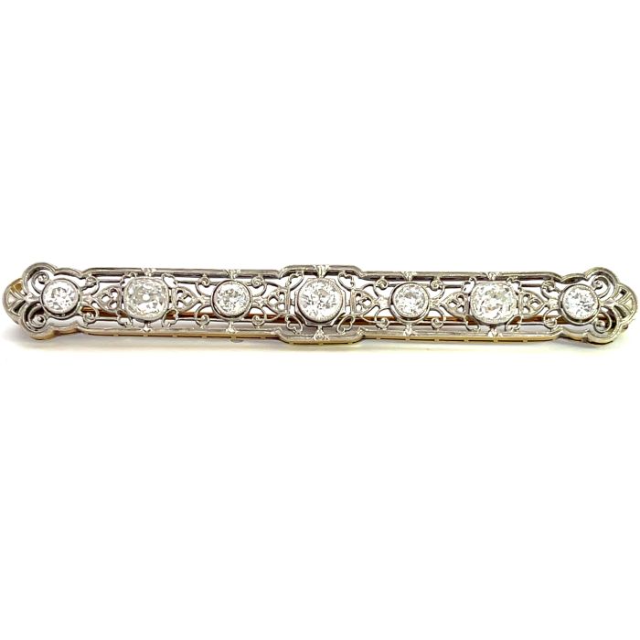 14K White Gold 2/1ctw Diamond Old Euro Brooch 14K White Gold 2/1ctw Diamond Old Euro Brooch