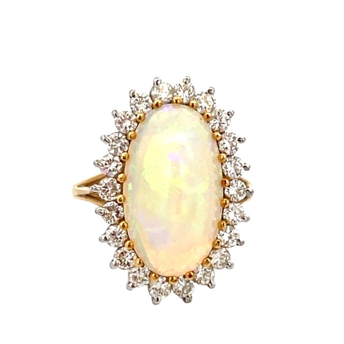 18K Yellow Gold 1/1ctw Diamond with Opal Center Stone 18K Yellow Gold 1/1ctw Diamond with Opal Center Stone