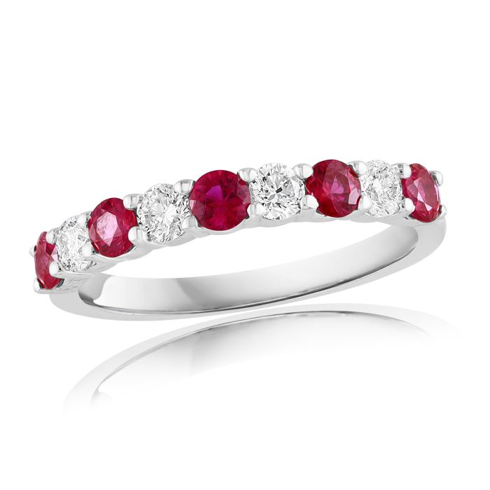 14K White Gold Ring with 0.60ctw Diamonds and 0.85ctw Rubies 14K White Gold Ring with 0.60ctw Diamonds and 0.85ctw Rubies