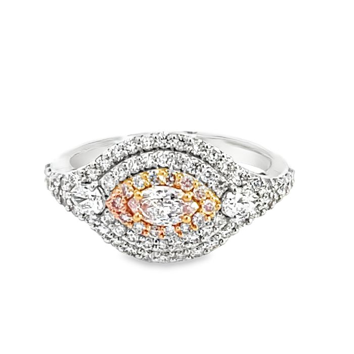 18K White Gold 1.05ctw Pink Diamond Marquise Ring 18K White Gold 1.05ctw Pink Diamond Marquise Ring