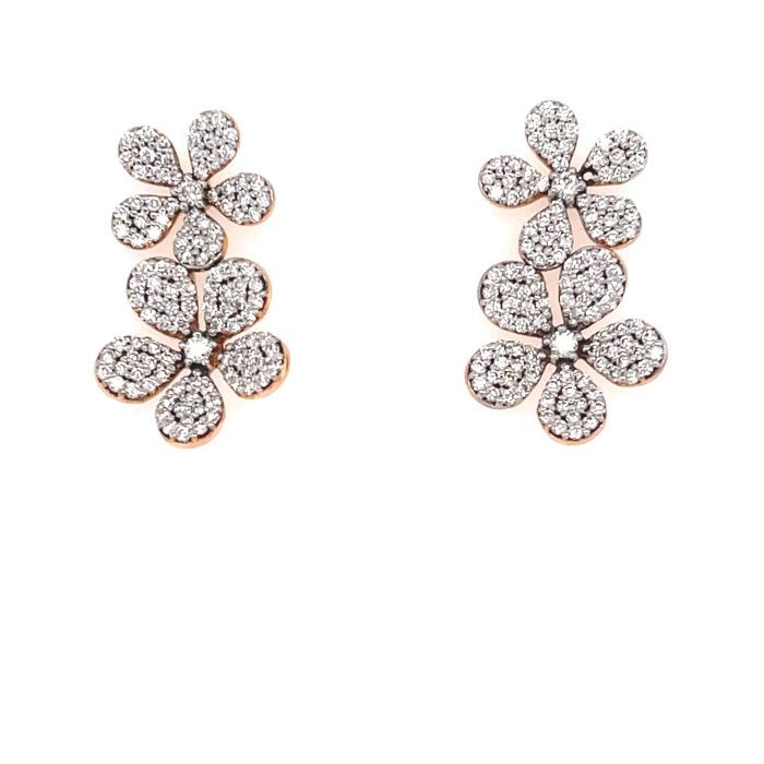 14K Rose Gold Diamond Flower Earrings with 1.25ctw Diamonds 14K Rose Gold Diamond Flower Earrings with 1.25ctw Diamonds