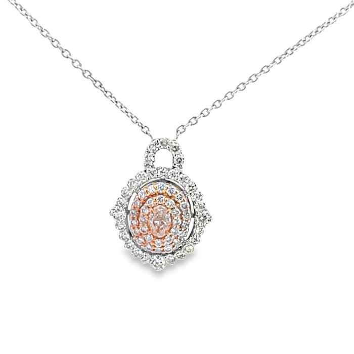 18K White Gold Chain Pendant with 0.18ct Pink Diamonds 18K White Gold Chain Pendant with 0.18ct Pink Diamonds