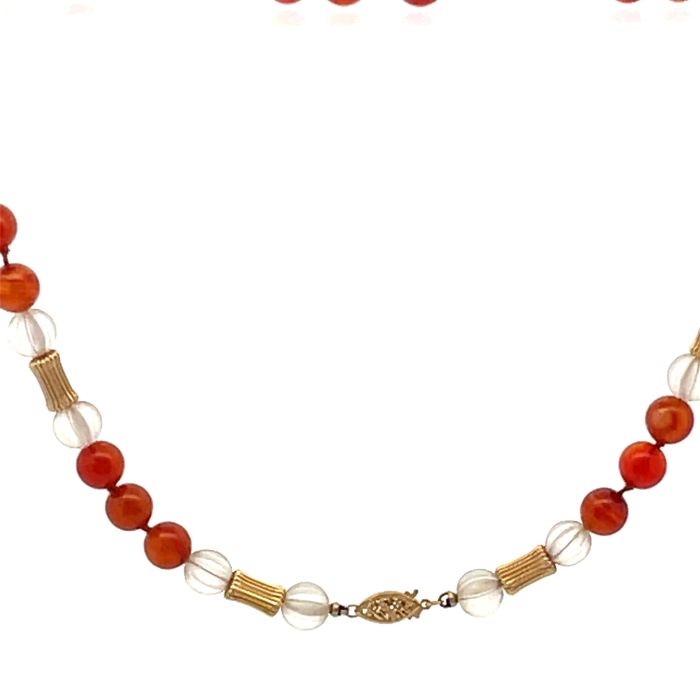14K Yellow Gold, Crystal and Agate Bead Necklace 14K Yellow Gold, Crystal and Agate Bead Necklace