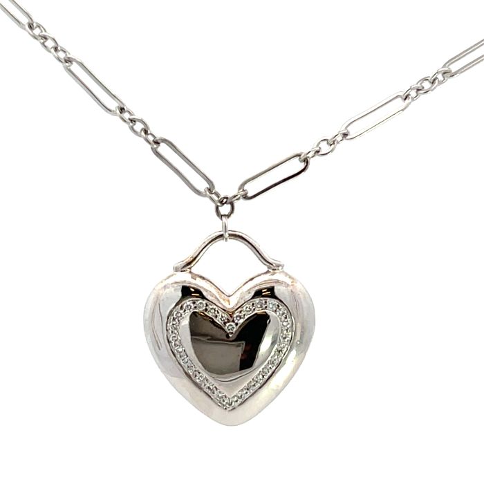 Tiffany & Co. 18K White Gold 1/5ctw Diamond Heart Necklace Tiffany & Co. 18K White Gold 1/5ctw Diamond Heart Necklace