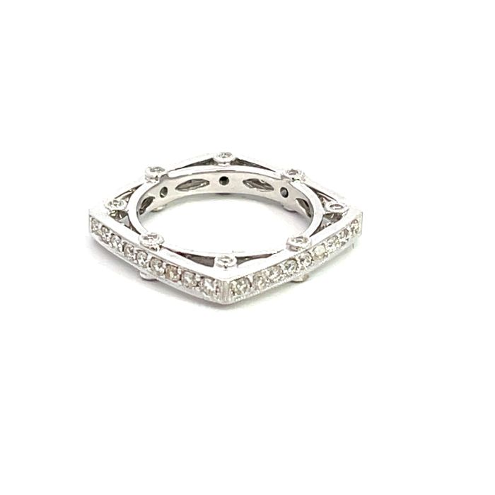 18K White Gold Square Band with 0.95ctw Diamonds 18K White Gold Square Band with 0.95ctw Diamonds
