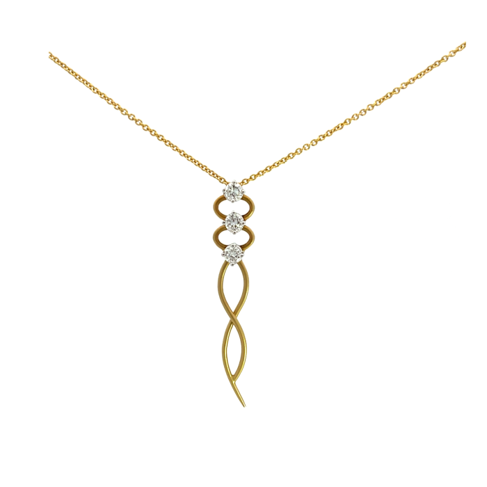 18K Yellow Gold 1/3ctw Diamond and Fashion Slide Pendant and chain 18K Yellow Gold 1/3ctw Diamond and Fashion Slide Pendant and chain