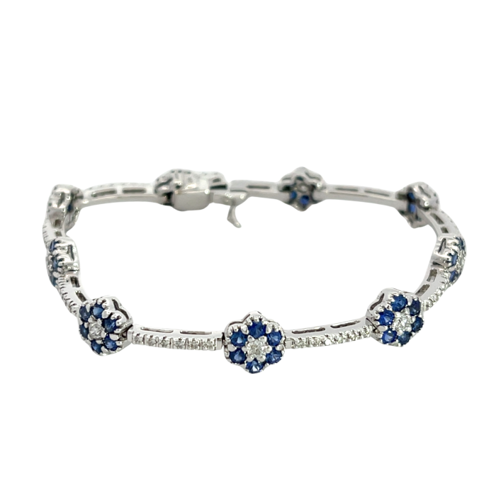 14K White Gold 1/1ctw Diamond and Sapphire Bracelet 14K White Gold 1/1ctw Diamond and Sapphire Bracelet